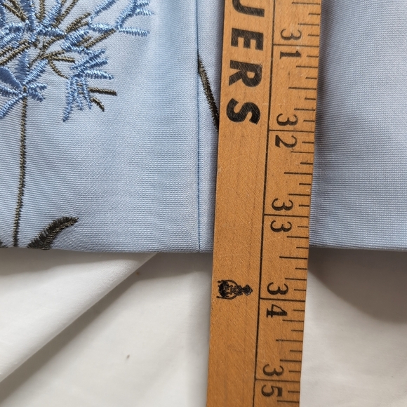 NWOT Guillaume Baby Blue Belted Jacket with Floral Embroidery, Size XS - Picture 7 of 8